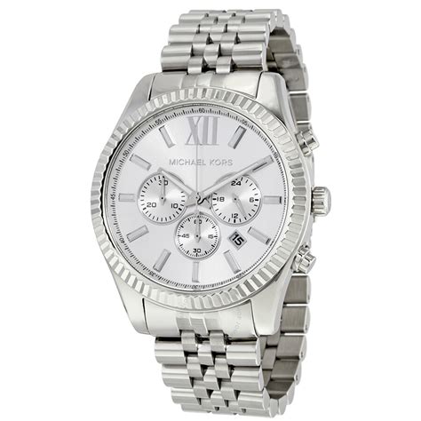 michael kors men's lexington silver tone watch mk8405|Michael Kors lexington chronograph.